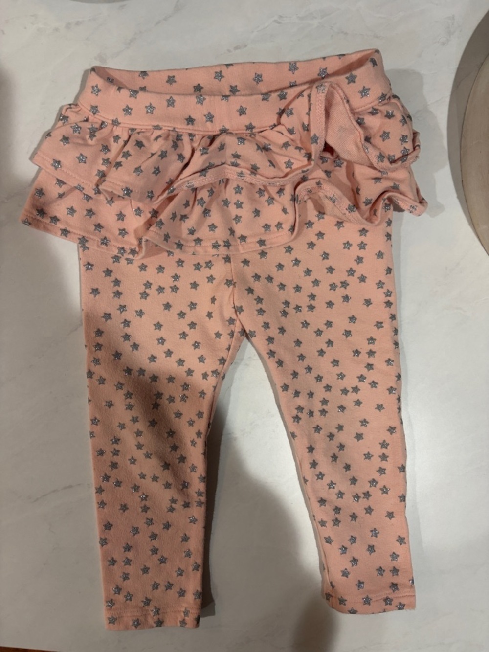 GAP Pink Baby Star Print Leggings with Ruffle Waist